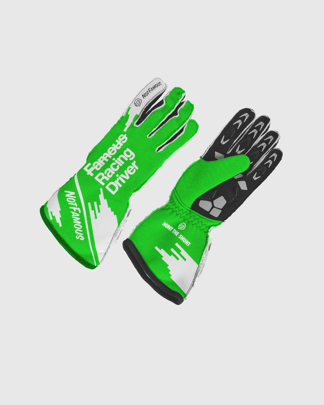 Not Famous Racing Driver Gloves - Flo Green